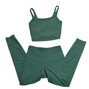 Old Navy Active Powersoft Crop Tank Top & Leggings Green Size Small